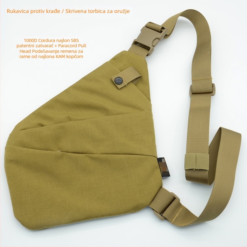 Crossbody torba s anti-krađom za vanjsku upotrebu, taktičko skladištenje; 1000D najlon; prozračan; vodootporan; ultra lagana