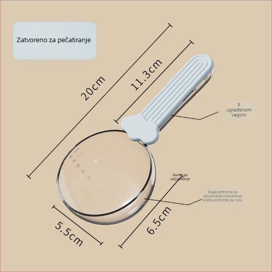 Žličica za hranjenje kućnih ljubimaca sa mjerne skale, ABS materijal, automatsko hranjenje, pakiranje od 2 komada, Snow Mountain Star.