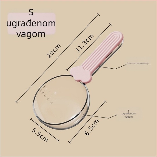 Žličica za hranjenje kućnih ljubimaca sa mjerne skale, ABS materijal, automatsko hranjenje, pakiranje od 2 komada, Snow Mountain Star.