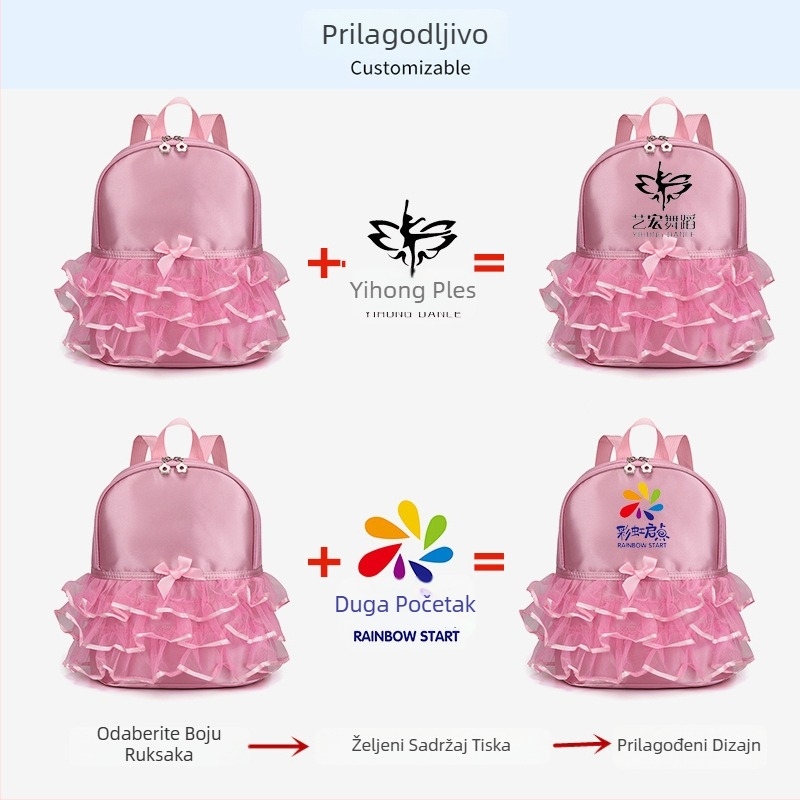 Dječji ruksak za ples od najlona — prozračan, kaiševi s zračnim jastučićem, dječji i sladak stil, za vrtić