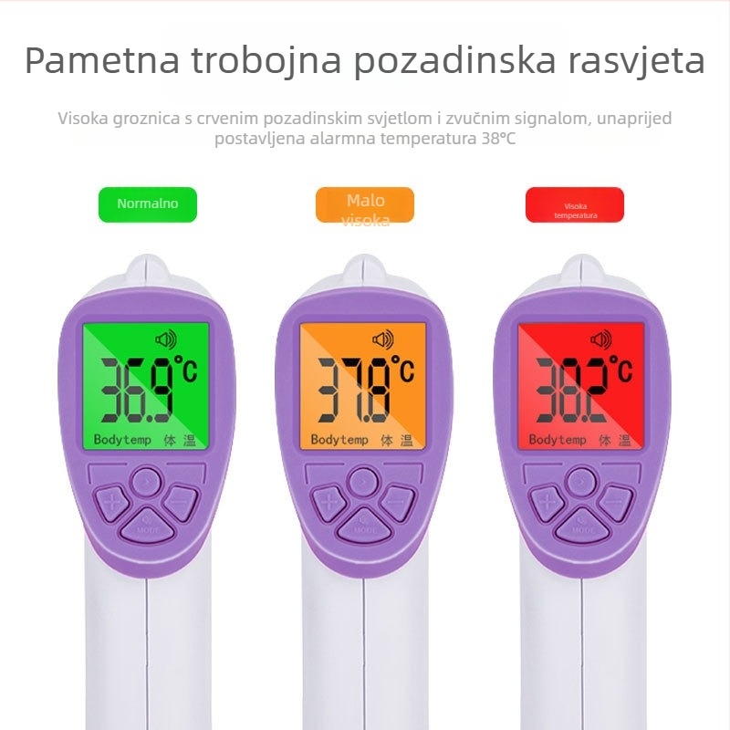 Guanchang prijenosni medicinski infracrveni termometar za čelo, mogućnost privatne oznake, lagan 0,2 kg, napaja se dvjema No.7 baterijama