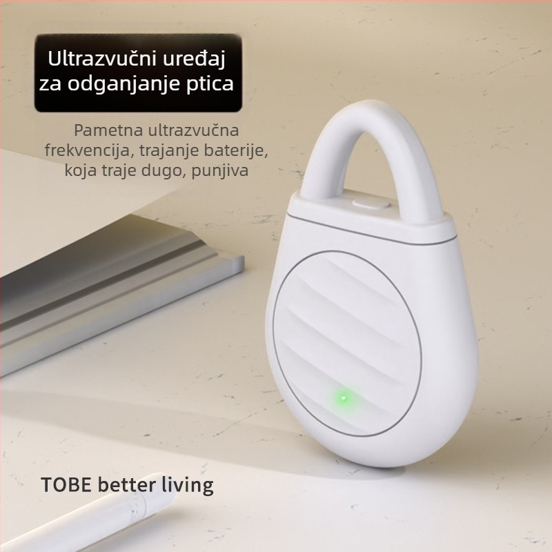 Ultrazvučni repelent za pse, vanjska upotreba, PVC, 19 g, s lancem za nošenje, gumb za rad, štiti od buha, krpelja, parazita i komaraca