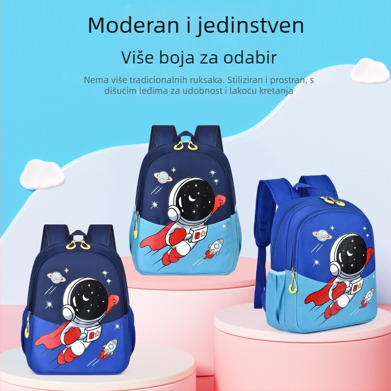 Ruksak za vrtić s karikaturnim dizajnom astronauta, lagan, Oxford materijal, prozračan, podstava od poliestera
