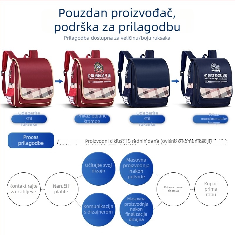 Zhiduo House ruksak za vrtić s tiskanim logom — moderan stil, lagan, Oxford platno, karikatura uzorak, zakrivljene naramenice, za uzrast 3-5 godina