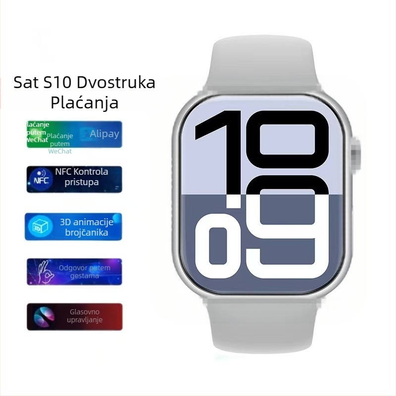 Pametni sat s Bluetoothom i NFC za plaćanja, Bluetooth pozivi i praćenje zdravlja; 2,1-inčni TFT zaslon, kućište od titanijeve legure, vodootporan, trajanje baterije do 7 dana