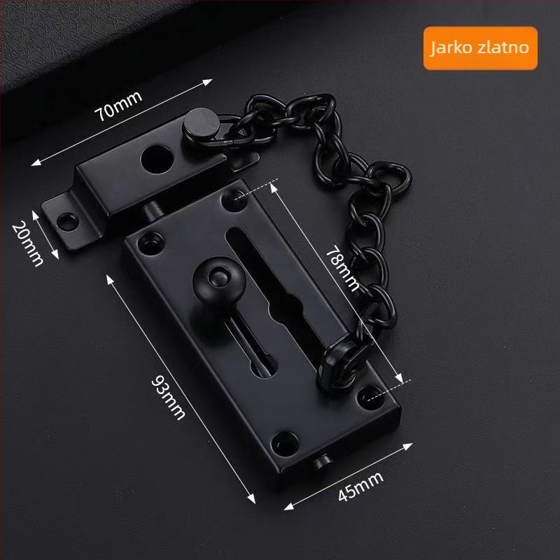 Latch with lock za vrata, površinski montiran, nehrđajući čelik, otporan na krađu, moderan minimalistički dizajn