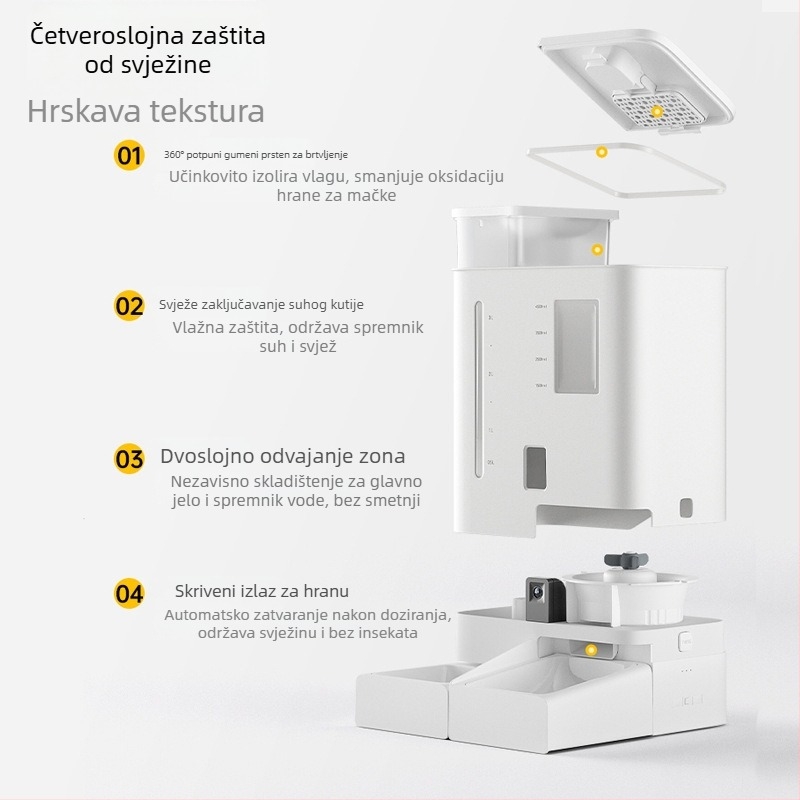 All-in-One posuda za vodu i hranu za kućne ljubimce sa kamerom, s aplikacijom, odvojljiv dizajn, za pse i mačke