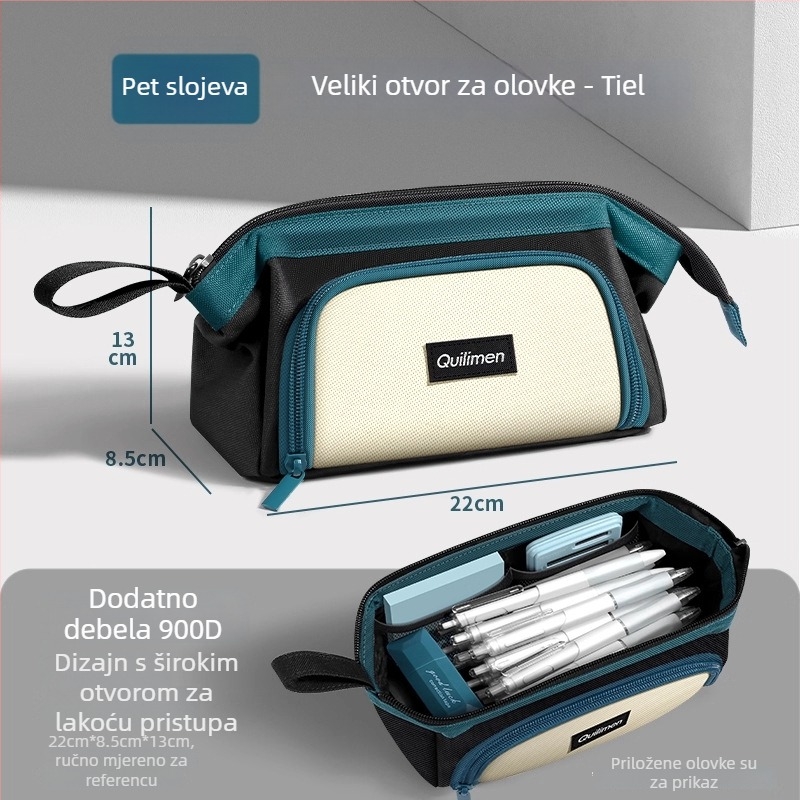 Pernica s velikim otvorom, jedinstven dizajn, velika kapaciteta, za učenike osnovne i srednje škole, minimalistički dizajn