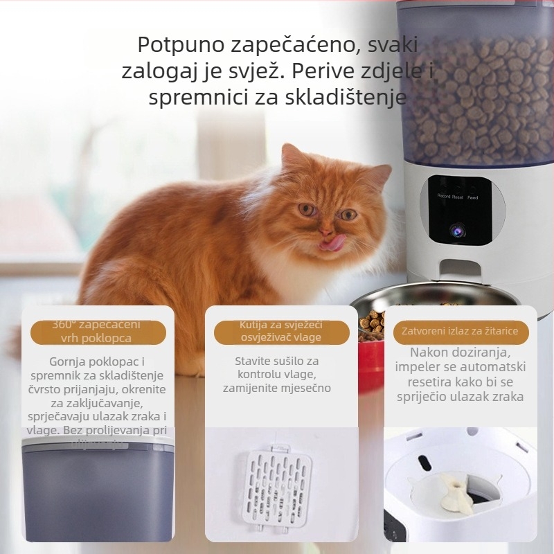 Pametan hranilnik za kućne ljubimce s tajmerom i kontrolom porcija, daljinsko video hranjenje putem aplikacije