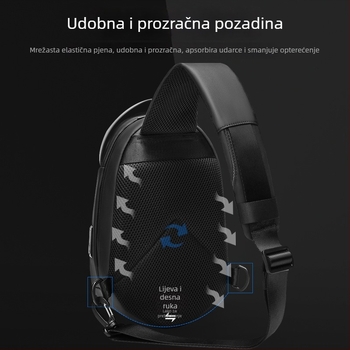 Muška torbica za prsa ML7213 — stil uličnog trenda, materijal Oxford tkanina, otpornost na habanje, uzorak: jednobojan, podstava: poliester