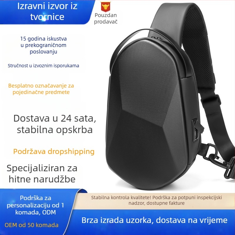 Muška torbica za prsa ML7213 — stil uličnog trenda, materijal Oxford tkanina, otpornost na habanje, uzorak: jednobojan, podstava: poliester