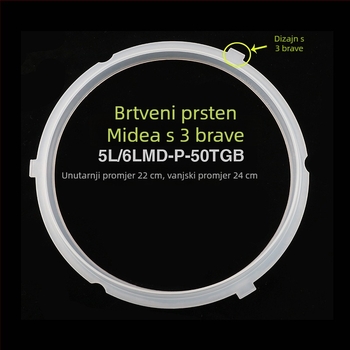 Silikonski brtvni prsten za električno kuhalo na tlak Midea, kapacitet 3–6 L