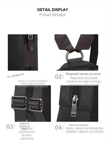 Muška torbica za prsa – najlon, vodootporna, gradski stil, podstava od poliestera