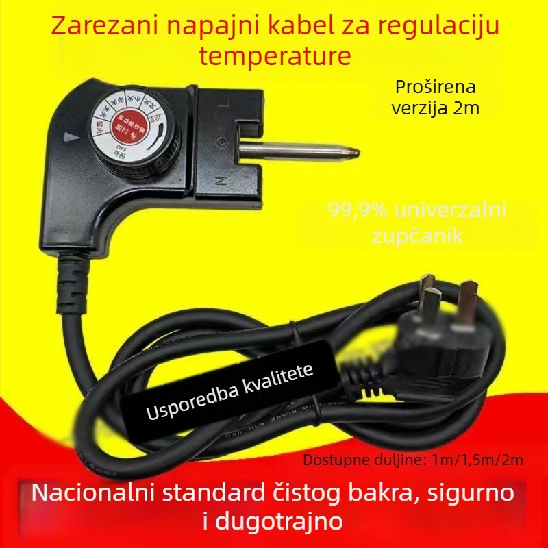 Prekidač za regulaciju temperature s napojnim kabelom za električne posude (hot pot), ploče za roštilj, tave za prženje i palačinke – višenamjenski dodatak (Model 1)