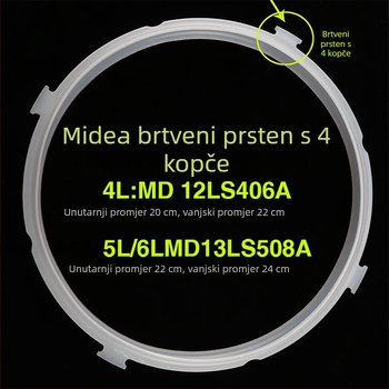 Zaptivački prsten za Midea električni tlak kuhač, 4L–6L, gumeni prsten, pogodan za lonac, tava i rižar, otporan na visoke temperature