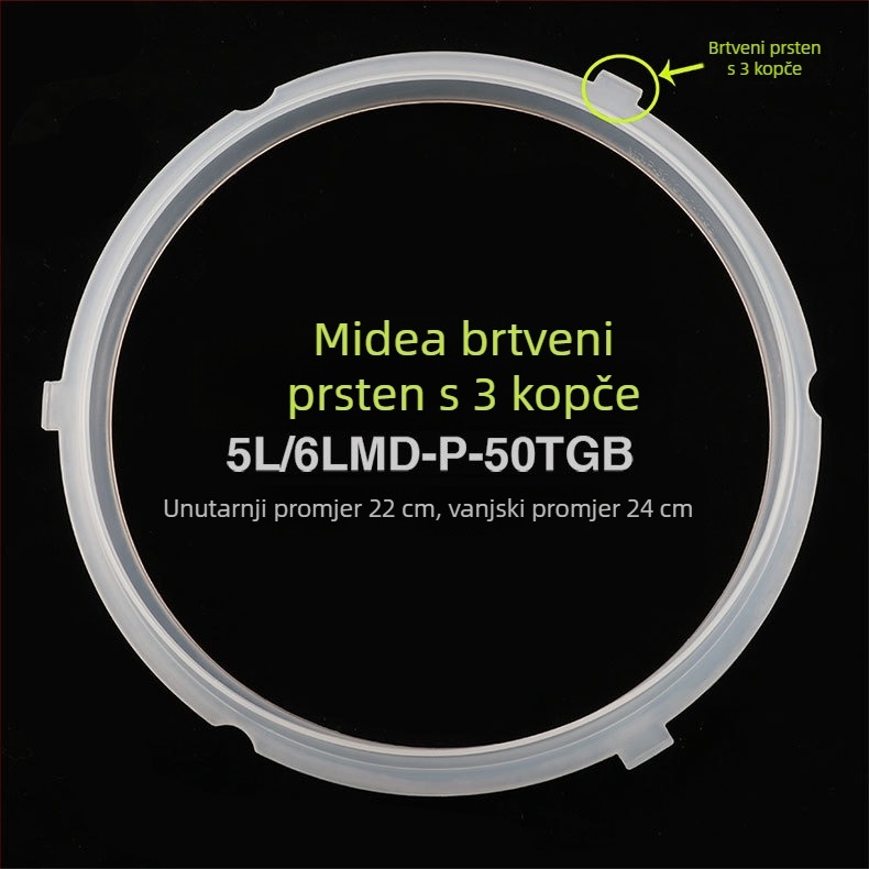 Zaptivački prsten za Midea električni tlak kuhač, 4L–6L, gumeni prsten, pogodan za lonac, tava i rižar, otporan na visoke temperature