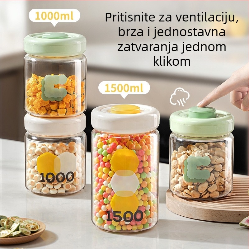 Spremnik za žitarice sa pritiskom poklopca, plastika za hranu, okrugli oblik, mogućnost prilagodbe