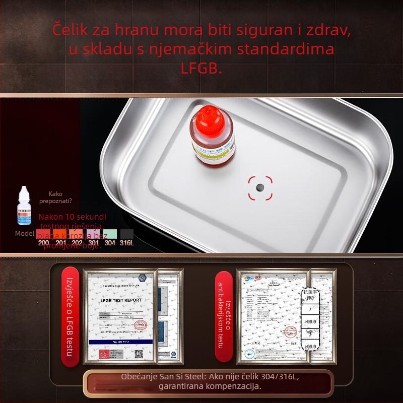 Kutija za hranu od 316L nehrđajućeg čelika, pravokutna, 500 ml, kompatibilna s mikrovalnom pećnicom, funkcija zamrzavanja