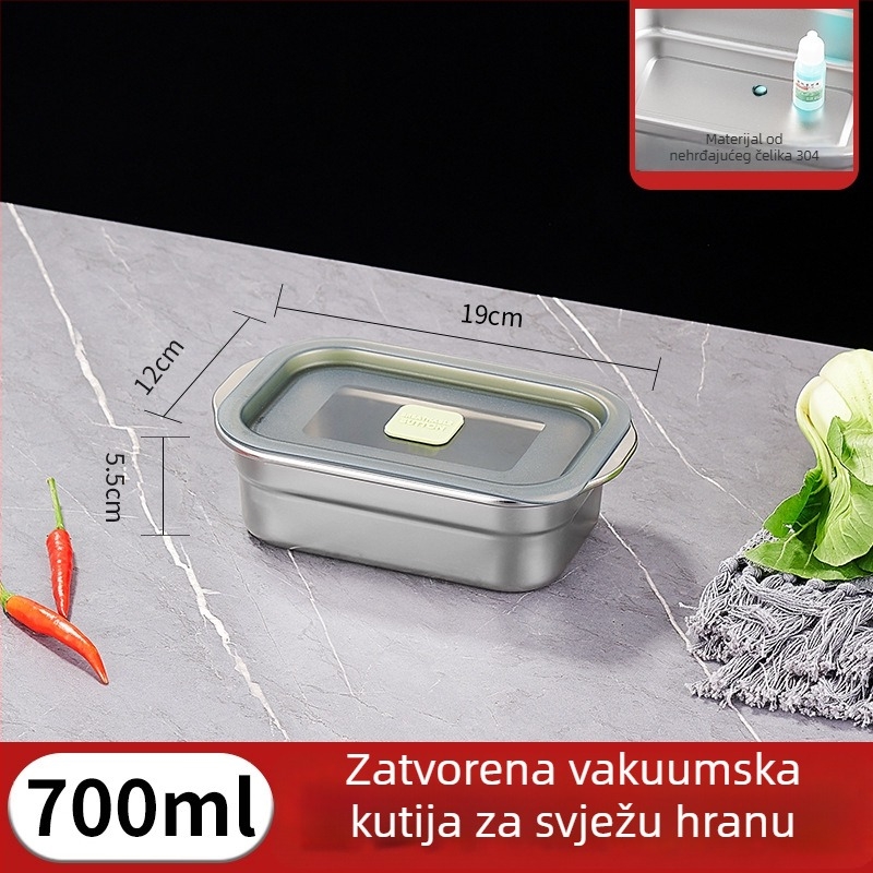 Kutija za hranu od nehrđajućeg čelika 304, kvadratnog oblika s poklopcem, prehrambena kvaliteta, sigurna za mikrovalnu, kutija za pohranu