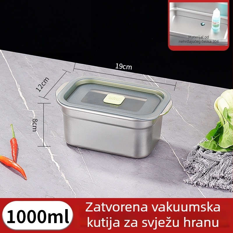 Kutija za hranu od nehrđajućeg čelika 304, kvadratnog oblika s poklopcem, prehrambena kvaliteta, sigurna za mikrovalnu, kutija za pohranu