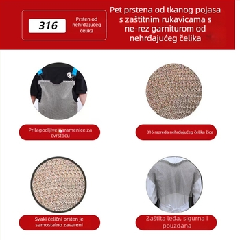 Nerđajući čelični prstenasti pregača s čeličnom žicom, zaštita od rezanja za preradu mesa, marka Yuna