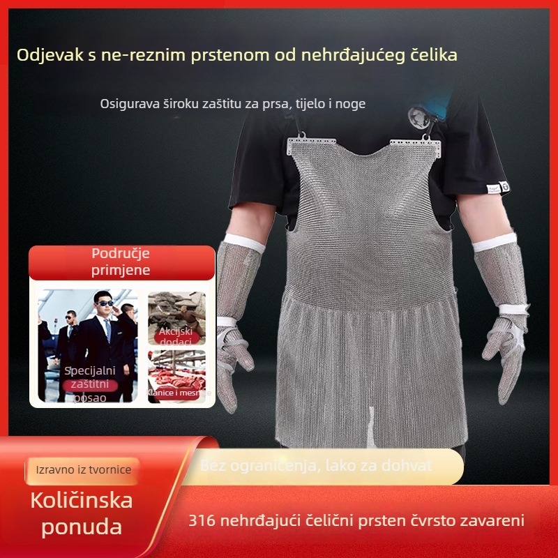 Nerđajući čelični prstenasti pregača s čeličnom žicom, zaštita od rezanja za preradu mesa, marka Yuna