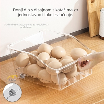 Prozirna kutija za skladištenje u hladnjaku, ladice-tip, prehrambena PP, veliki kapacitet za povrće, voće i jaja