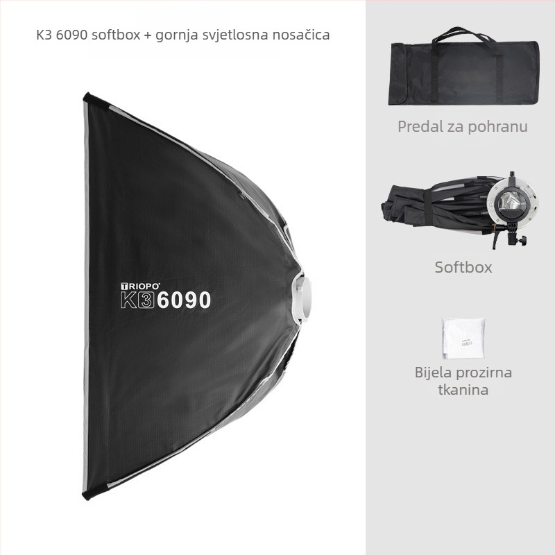 Softbox za vanjsku live fotografiju, model 6090 30120, materijal: aluminijska legura, nosivost 2–5 kg