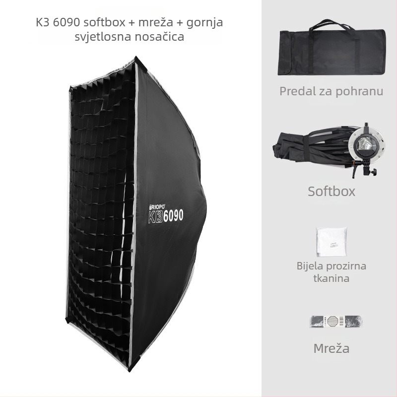Softbox za vanjsku live fotografiju, model 6090 30120, materijal: aluminijska legura, nosivost 2–5 kg