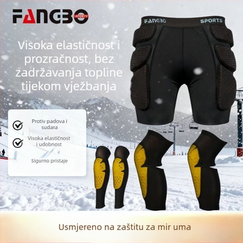Ski zaštitni set s zaštitnim jastučićima za bokove, koljena, hlače protiv padova i zaštitnicima za klizanje – PU, brenda Fang Bo