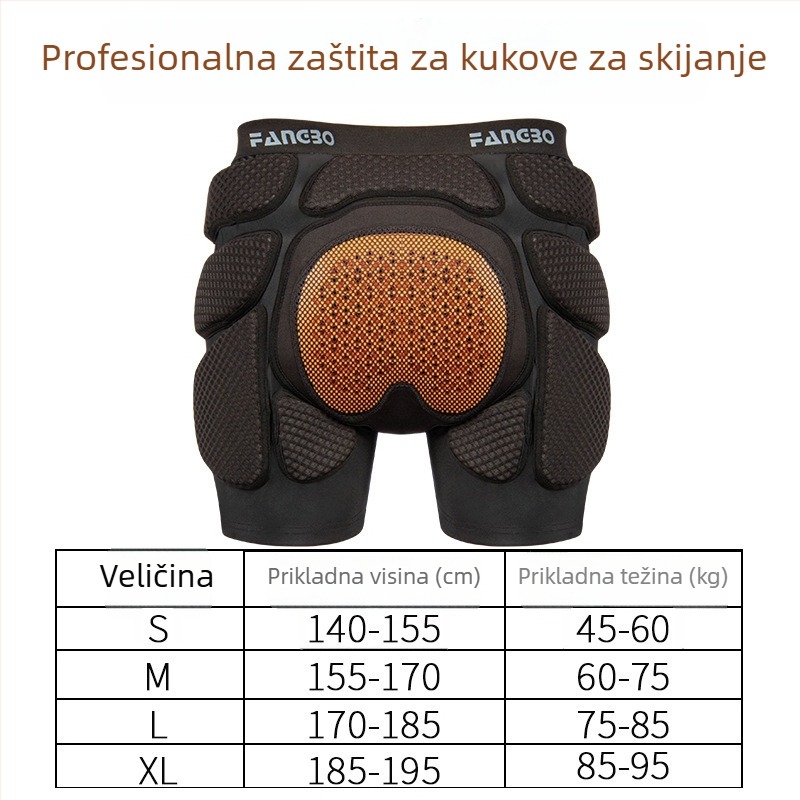 Ski zaštitni set s zaštitnim jastučićima za bokove, koljena, hlače protiv padova i zaštitnicima za klizanje – PU, brenda Fang Bo