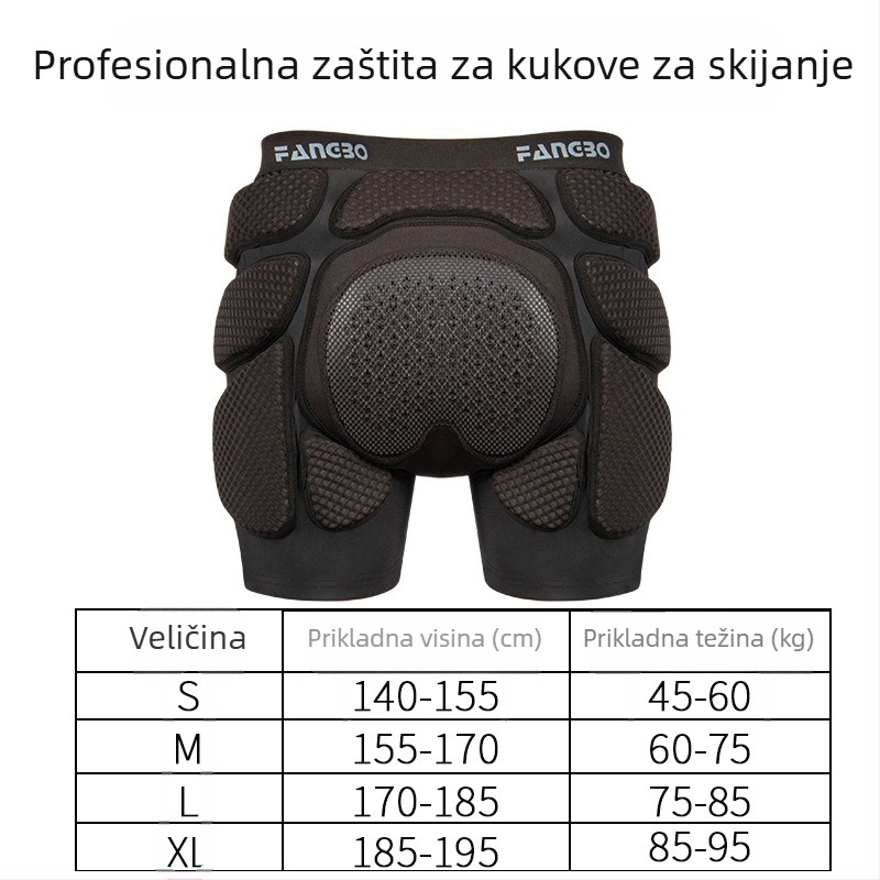 Ski zaštitni set s zaštitnim jastučićima za bokove, koljena, hlače protiv padova i zaštitnicima za klizanje – PU, brenda Fang Bo
