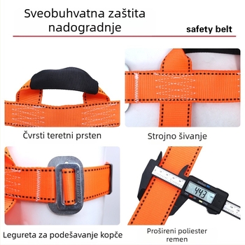 Troipointski sigurnosni pojas za rad na visini, poliesterski pojas i poliestersko uže, prilagodljiva duljina uzice, marka Xin qifa