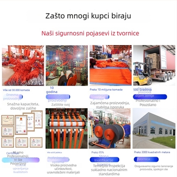 Troipointski sigurnosni pojas za rad na visini, poliesterski pojas i poliestersko uže, prilagodljiva duljina uzice, marka Xin qifa