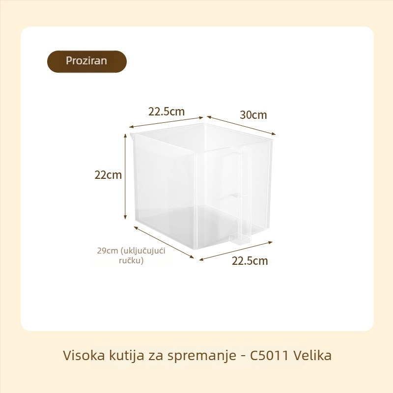Kuhinjska kutija s ručkom, PP plastična košara za pohranu, 5 L kapacitet, stohovljiva, organizator ormara