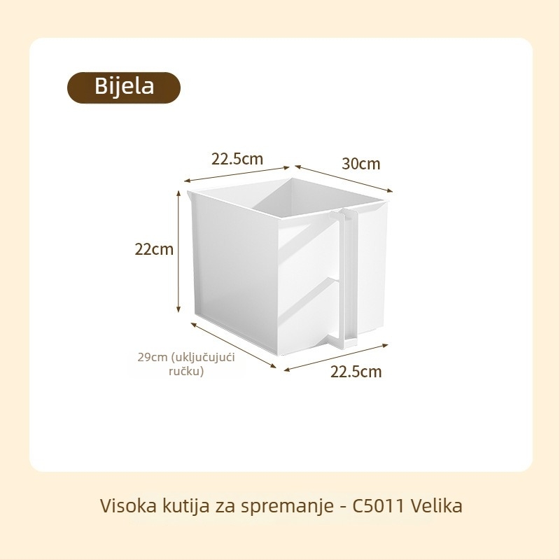 Kuhinjska kutija s ručkom, PP plastična košara za pohranu, 5 L kapacitet, stohovljiva, organizator ormara