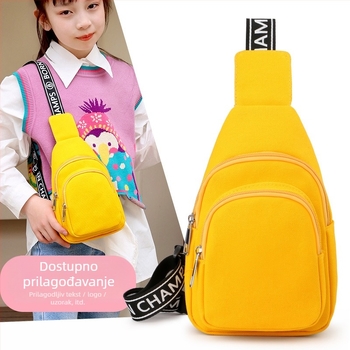 Dječja platnena crossbody torba, unisex, lagana, otporna na habanje, bez podstavke, jednofarbeni uzorak, proljeće 2024