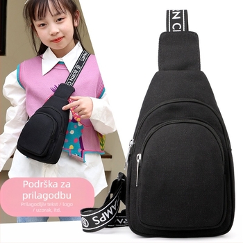 Dječja platnena crossbody torba, unisex, lagana, otporna na habanje, bez podstavke, jednofarbeni uzorak, proljeće 2024