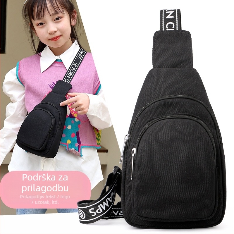Dječja platnena crossbody torba, unisex, lagana, otporna na habanje, bez podstavke, jednofarbeni uzorak, proljeće 2024