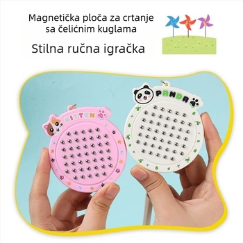 Magnetska ploča za crtanje s mačjom temom i čeličnim perlicama – plastika, prsten ključa, neovisno pakiranje, sladak stil