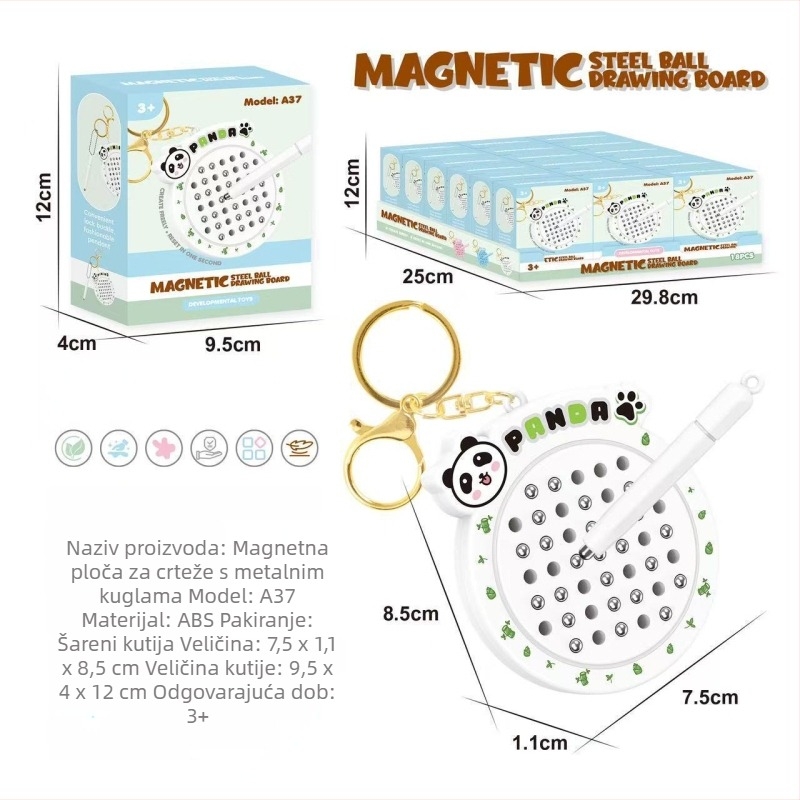 Magnetska ploča za crtanje s mačjom temom i čeličnim perlicama – plastika, prsten ključa, neovisno pakiranje, sladak stil