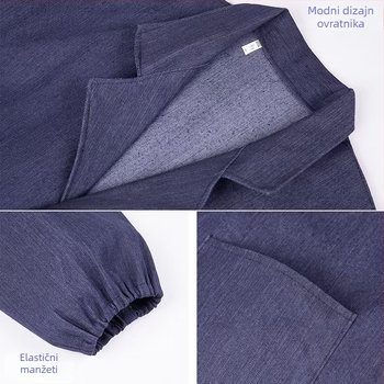 Denim zaštitni kaput s dugim rukavima, širok kroj za rad u skladištu i uzgoju, otporan na prašinu