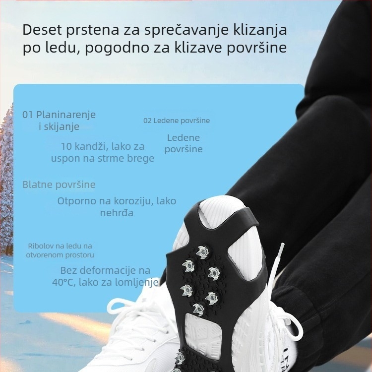Petozubni ledeni cramponi za cipele s navlakama protivkliznosti – zimska upotreba, paket od dvije pare