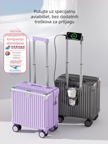Unisex kofer od ABS+PC sa USB priključkom, držačem za čašu i telefonom, univerzalnim kotačima, običnom kombinacijskom bravom