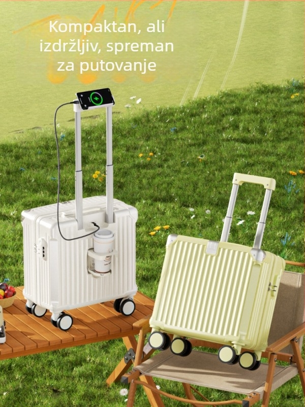 Unisex kofer od ABS+PC sa USB priključkom, držačem za čašu i telefonom, univerzalnim kotačima, običnom kombinacijskom bravom