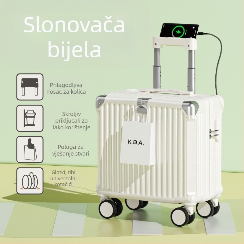 Unisex kofer od ABS+PC sa USB priključkom, držačem za čašu i telefonom, univerzalnim kotačima, običnom kombinacijskom bravom