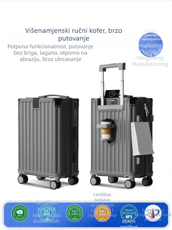 Putni kovčeg s ABS+PC, USB priključak, zaštita od krađe, 360° okretni kotači