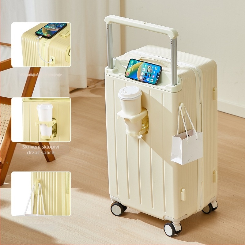 Putna torba s univerzalnim kotačićima, ABS+PC materijal, zatvarač, teleskopska ručka, običan kombinacijski zaključak