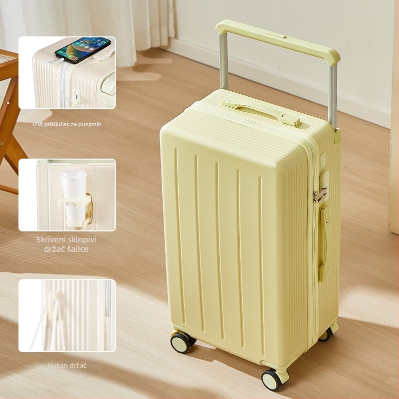 Putna torba s univerzalnim kotačićima, ABS+PC materijal, zatvarač, teleskopska ručka, običan kombinacijski zaključak