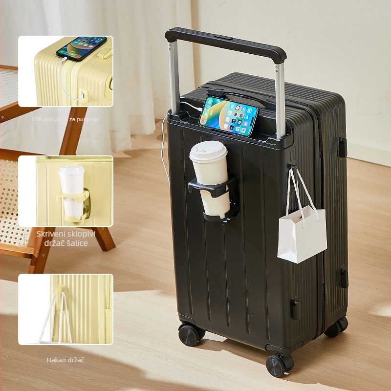 Putna torba s univerzalnim kotačićima, ABS+PC materijal, zatvarač, teleskopska ručka, običan kombinacijski zaključak